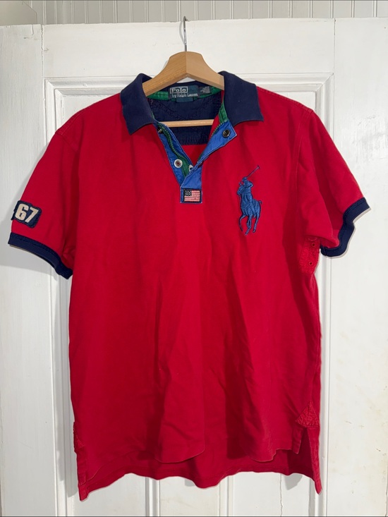 Polo Ralph Lauren Other - Polo Ralph Lauren Big Pony US Flag 67 Zip Snap Polo Shirt Red Size Large